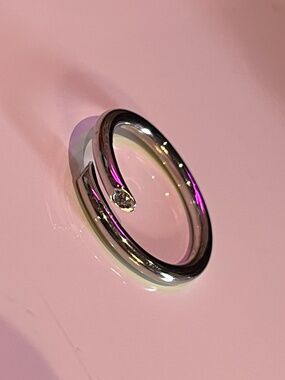 Vintage 10k White Gold Micro Diamond Promise Ring